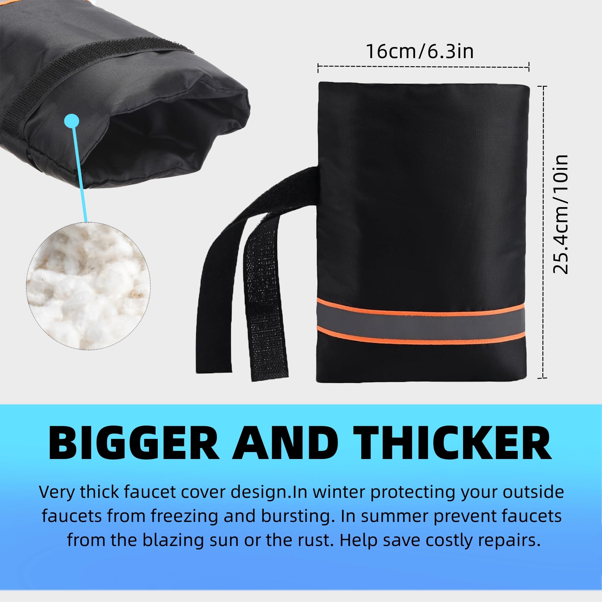 2PCS Large Outside Tap Cover with Reflective Strip, Outdoor Tap Cover for Winter, Waterproof & Thickened Tap Jacket, Tap Cosy Cover Protects Your Tap from Freezing Bursting - 25x16cm