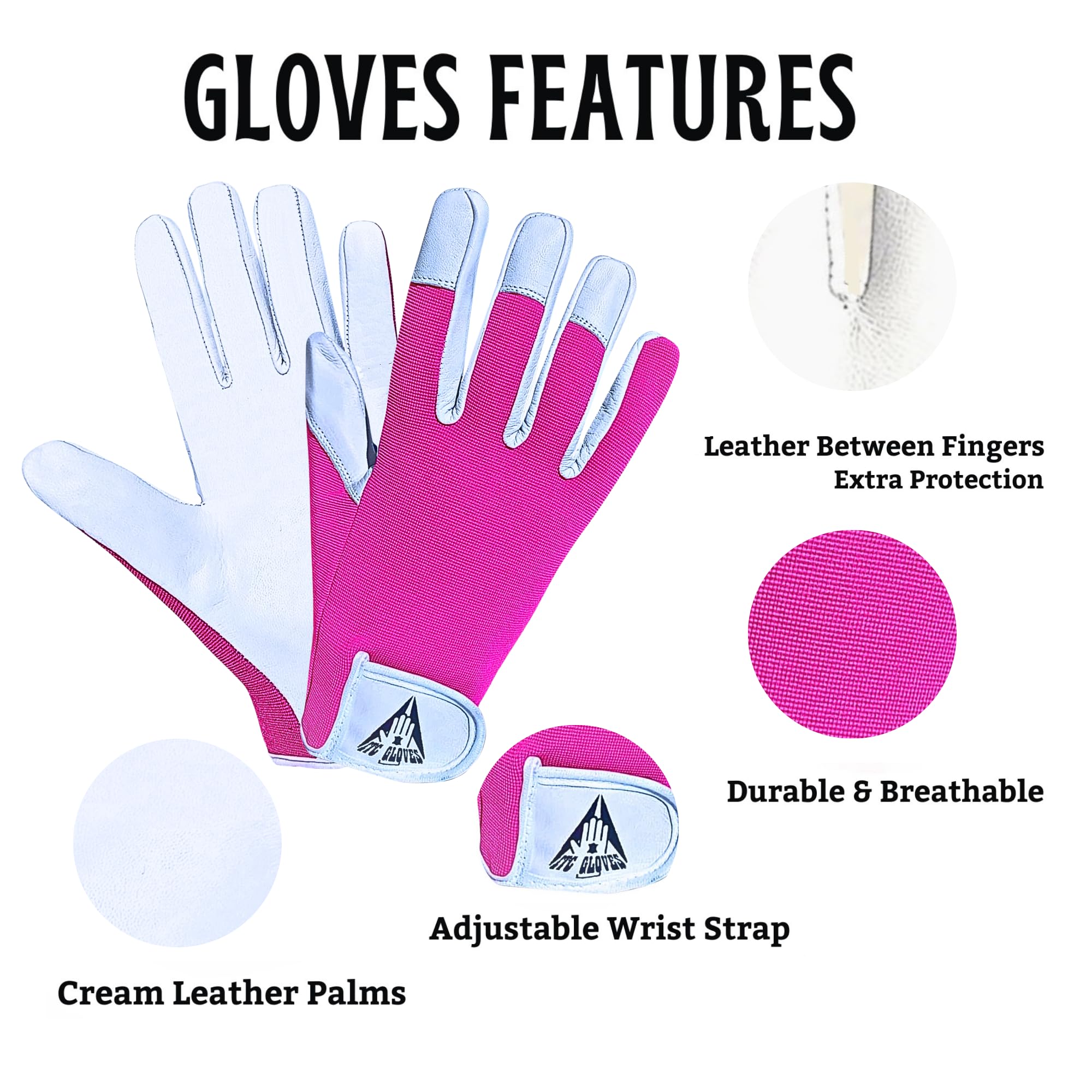 ITC Gardening Gloves - Leather Gardening Gloves for Women and Men, Multipurpose Garden Work Gloves for Ladies and Gents, Breathable, Durable - Gardening Gifts for Women and Men