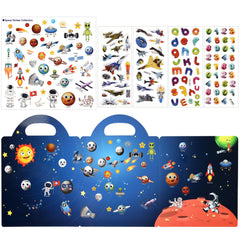 ASTARON 3D Sticker Scenes Book for Kids, 88 Pcs Reusable Space Jelly Stickers for Toddlers, Puffy Sticker Game Educational Sensory Learning Toy, Party Supplies Birthday Gift