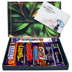 Chocolate Gift Box - 8 Full Sized Bars - Perfect Letterbox Gift Hamper - Mix Of Chocolate Bars For Kids - Him and Her (Greenish All Occasions)