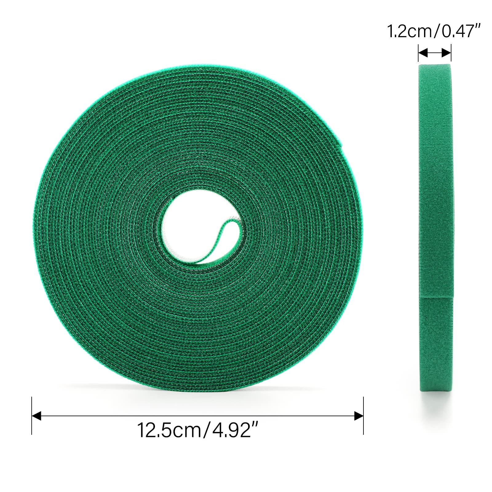 KINGLAKE 12mm 10m Green Garden Tape Plant Tie, Self Adhesive Hook and Loop Tape, Sticky Strips Tree Shrub Ties Strap