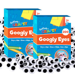 400pk Googly Eyes Self Adhesive - 2 x 200pk Small & Medium Googly Eyes for Crafting   Google Eyes for Children DIY Art   Goggly Stick On Eyes for Crafts Googly Eyes Large   Stick On Googley Eyes