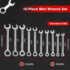 SPEEDWOX Mini SAE Ignition Wrench Set 10 Pcs 5/32 inches-7/16 inches Standard Small Wrench Set Combination Wrenches Open and Box End Set Mini Spanner Set with Portable Storage Pouches and A Ring