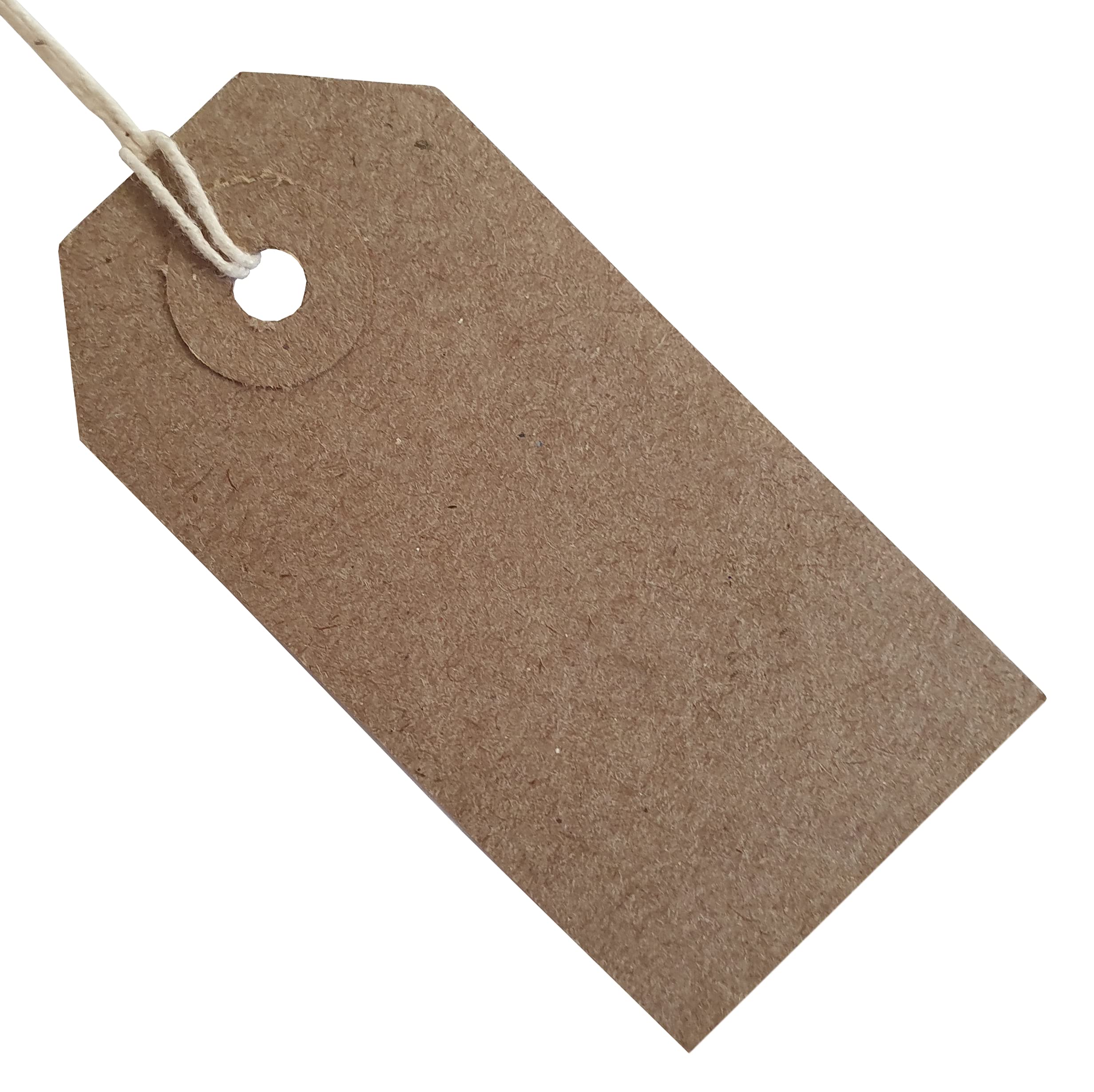 Swift Strung Tags Brown Reinforced Card Clothing Parcel Label String Hanging Gift Swing Tickets Kraft Hang Price Labelling 70mm x 35mm (Pack of 100)