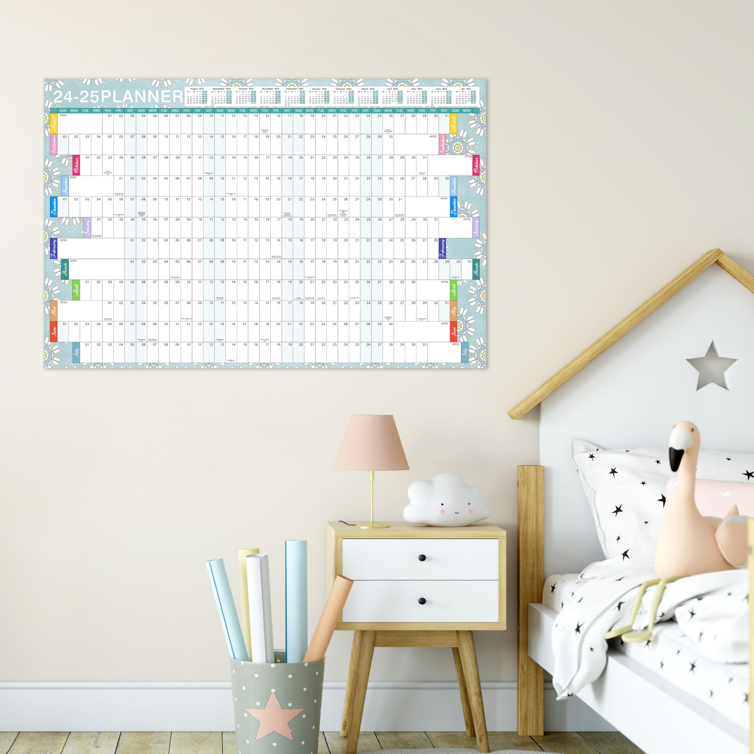 Wall Planner 2024-2025 - A1 Large 2024-2025 Wall Planner from Aug. 2024 to Jul. 2025, Academic Wall Planner 2024-2025 for Home, Office, or School, 88 x 57 cm