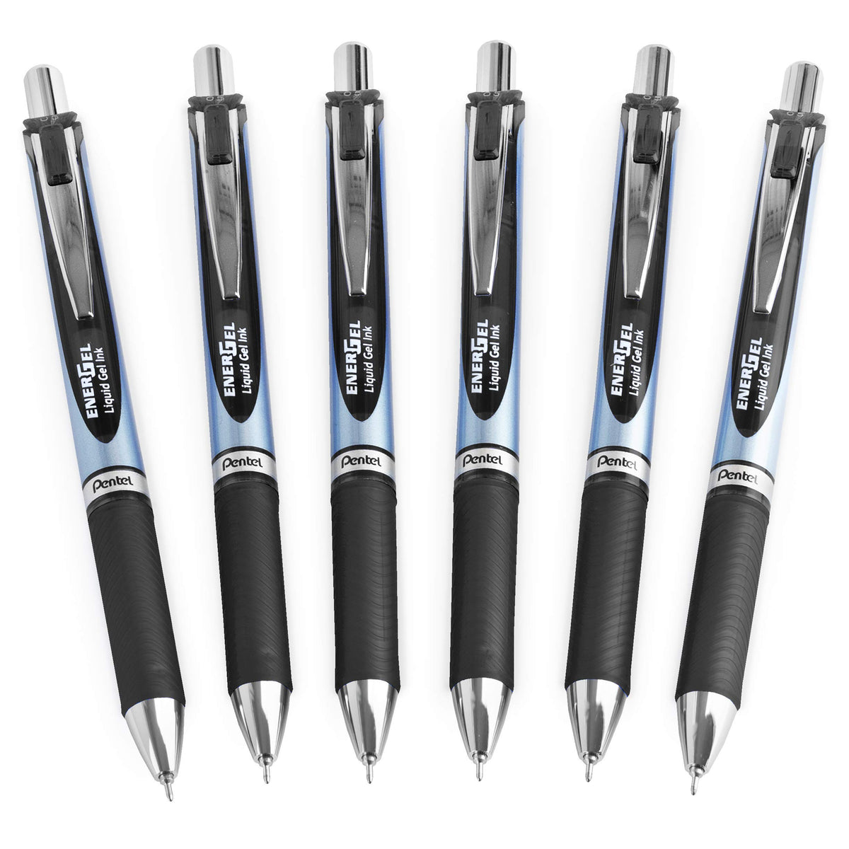 Pentel Energel BLN75 Retractable Gel Ink Rollerball Pen - 0.5mm - Black - Pack of 6