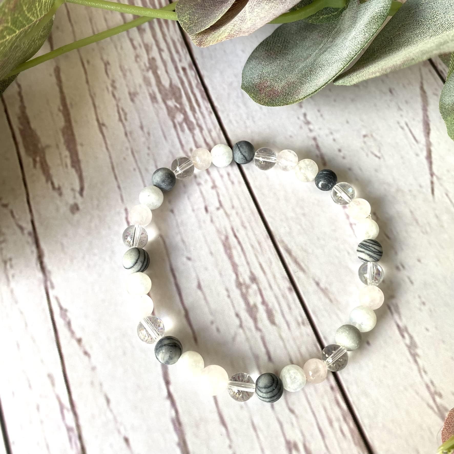 Anxiety Relief Gemstone Bracelet - Crystal Bracelet for Anxiety - Crystals for Calm and Help with Anxiety - Healing Crystal Bracelet (6.5 inch medium)