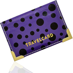 Lizzy PU Leather Travel Card   Plain & Polka Dot Unisex Credit Card ID Card Bus & Rail Pass Bank Oyster Pocket Wallet Case Holders (Purple)