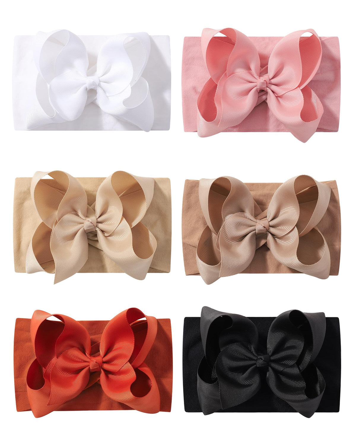 6pcs Baby Headbands Grosgrain Ribbon Bows Girls Headbands Elastic Nylon Hairbands Hair Accessories for Newborns Infants Toddlers and Kids