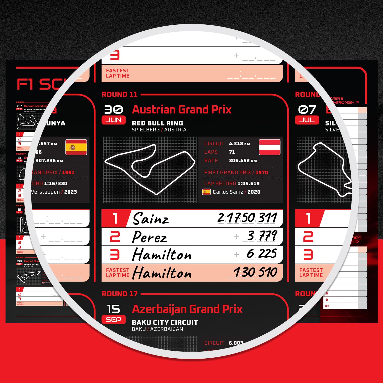 F1/Formula One 2024 Wall Chart (A2 folded to A4)