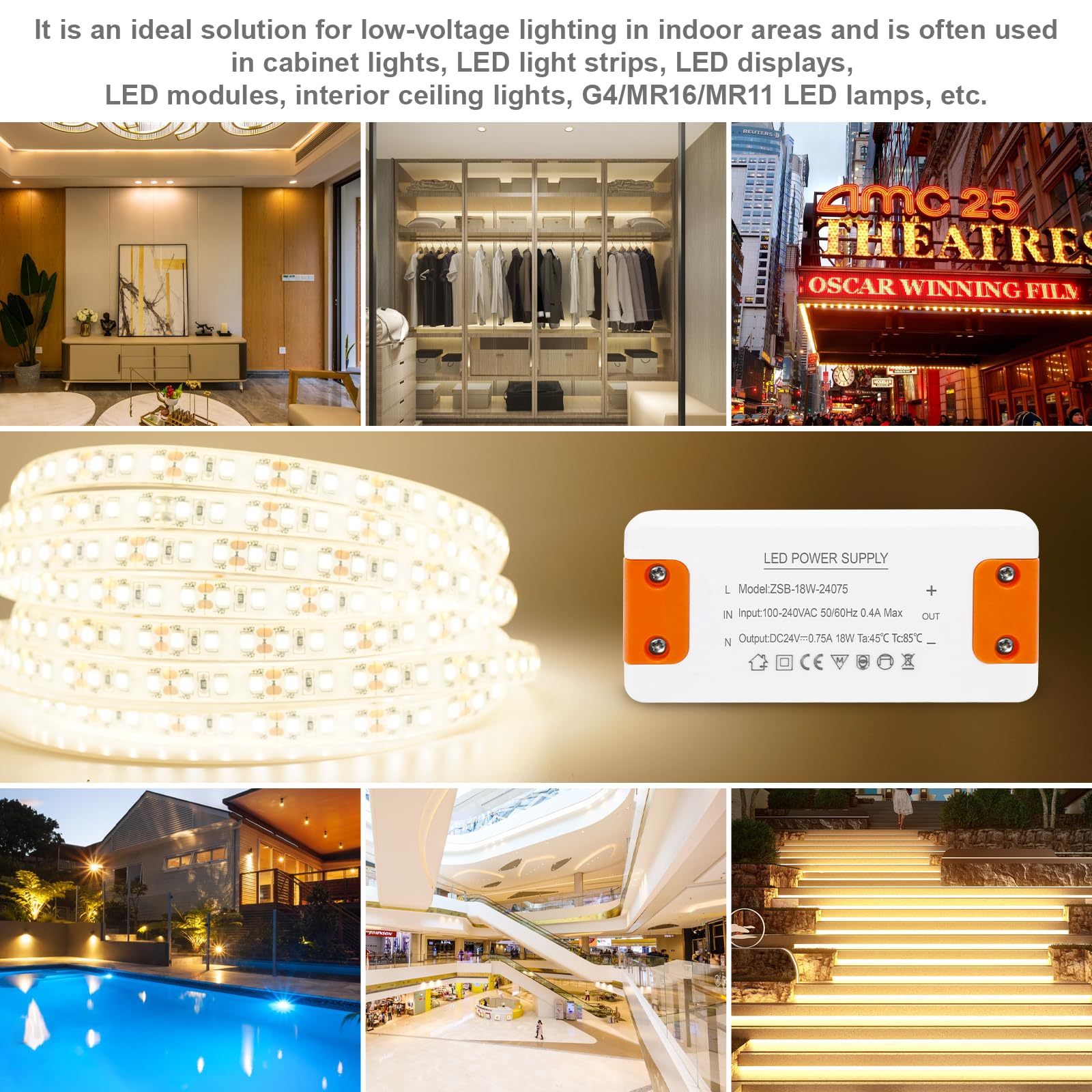 led driver 24v 0.75a 18w, 24v led driver, 240v to 24v transformer, Constant Voltage Driver Adapter, 24v driver, led transformer 0.75a 18w for G4 GU5.3 MR11 MR16 LED Strips Light 24v power supply