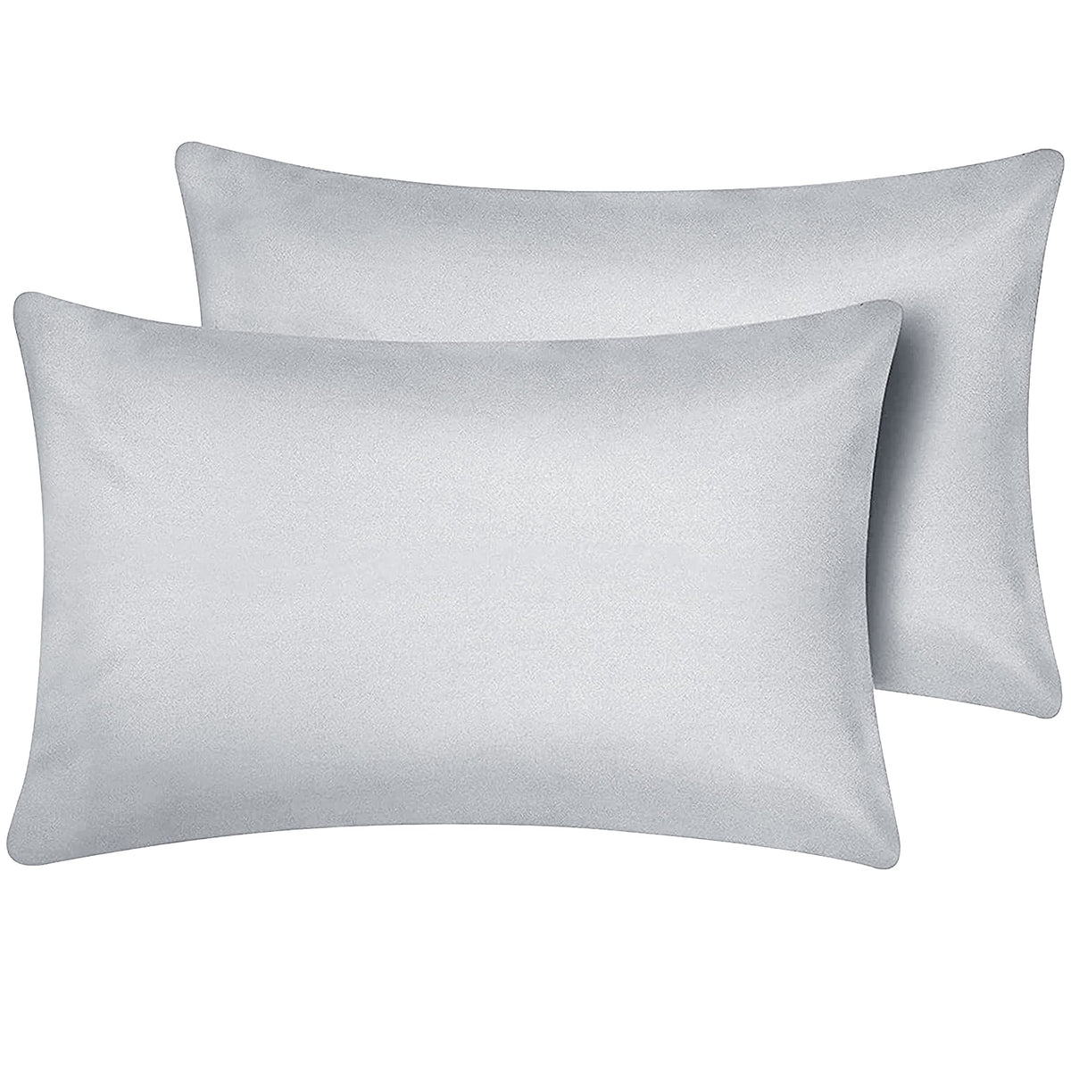 Oxford Homeware Pillow Cases 2 Pack Brushed Microfiber – Standard Pillowcases Fade Resistant Pillow Cover Envelope Closure Silver Pillow Covers (50 x 75 cm)