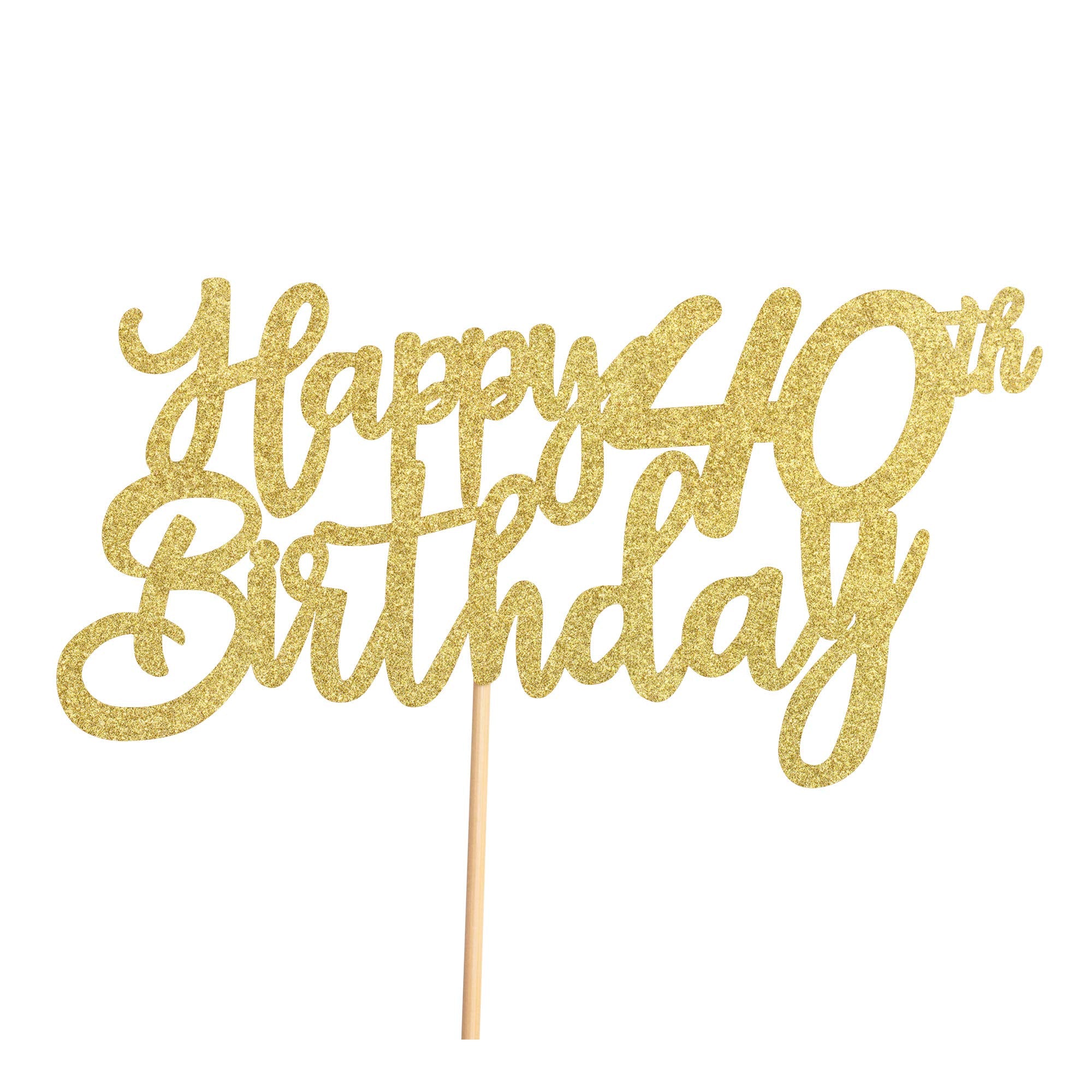 3 Pieces Happy 40th Birthday Cake Toppers Gold 40 Cupcake Toppers Cheers to 40 Fabulous Cake Decorations for 40th Birthday Party Decoration Supplies