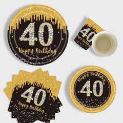 40th Birthday Table Cloth Black Gold,137*274cm Black Gold 40th Birthday Party Table Decoration Plastic Waterproof Rectangular Table Cover for Men Women Him Her Birthday Gifts Party Table Decoration