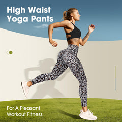 Ollrynns Leggings for Women UK Gym Leggings with Pockets High Waist Yoga Pants Tummy Control Sports Workout Trousers CA166(Leopard Print XS)