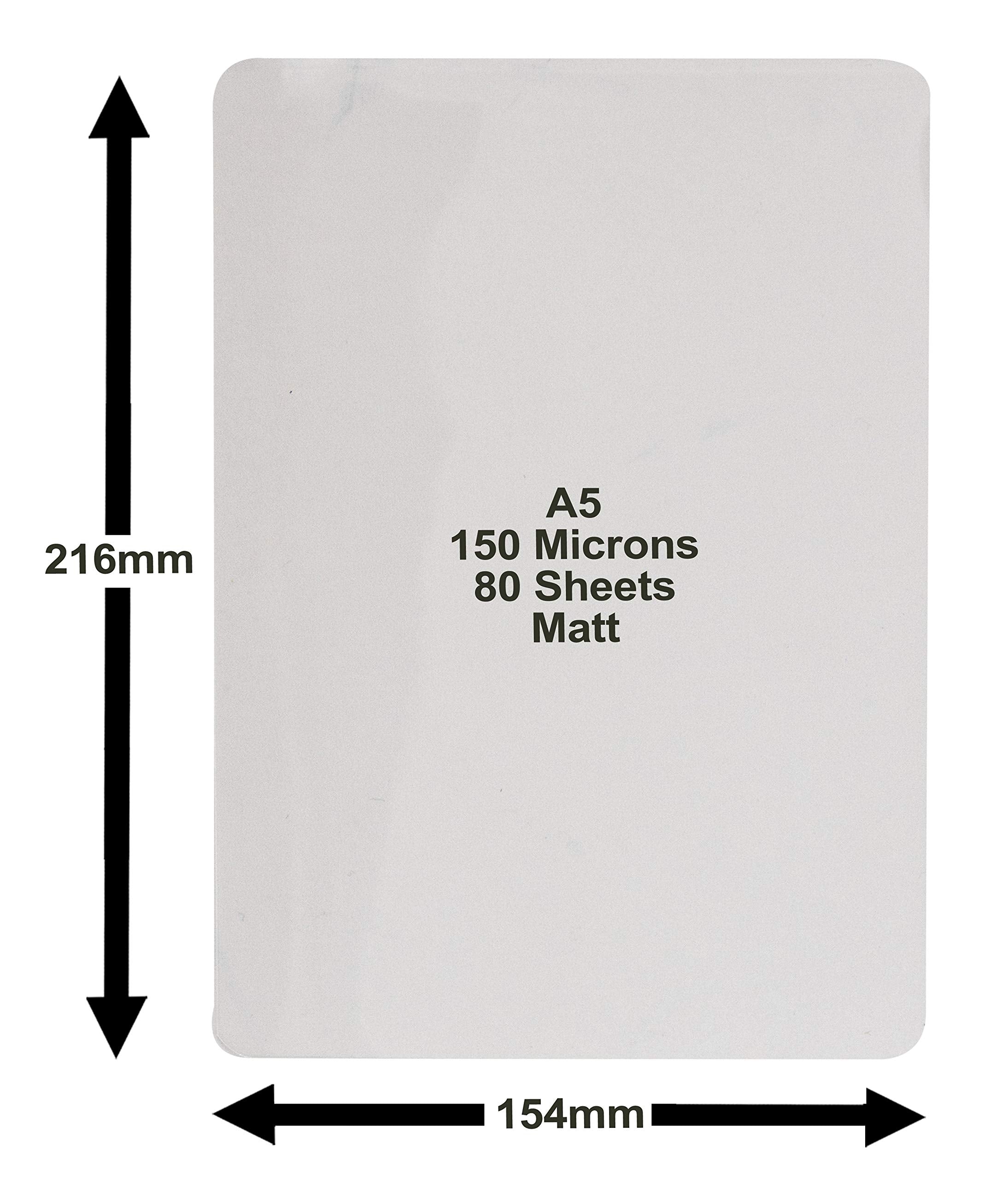 Deskit A5 Laminating Pouches, Matt, 80 Sheets, 150 Microns – Clear and Durable Presentations with a Modern Finish.