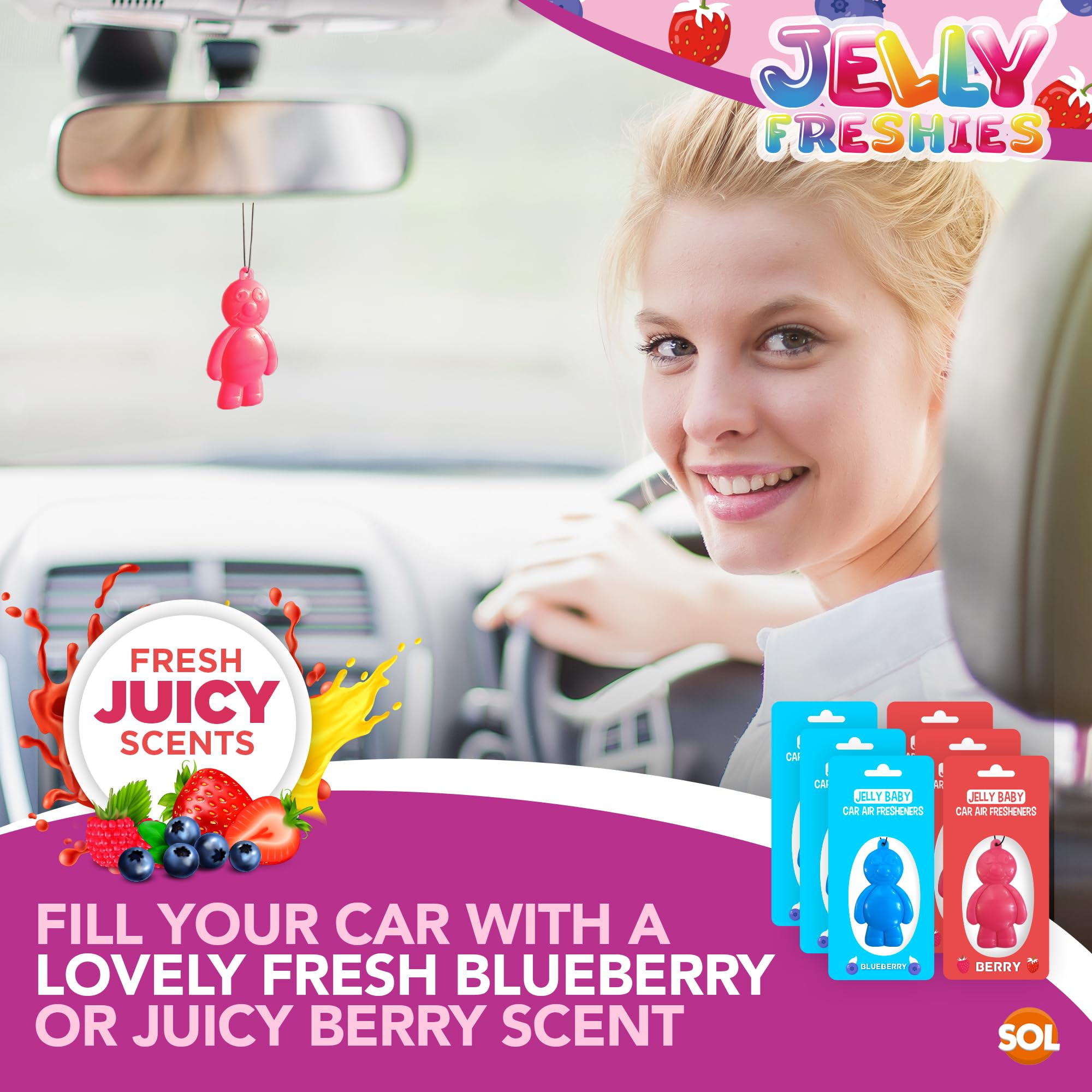 6pk Jelly Baby Car Air Fresheners   Juicy Berry & Blueberry Car Air Fresheners for Women & Men   Car Fresheners Car Air Fresheners for Women Car Freshener Car Air Freshener Car Freshner