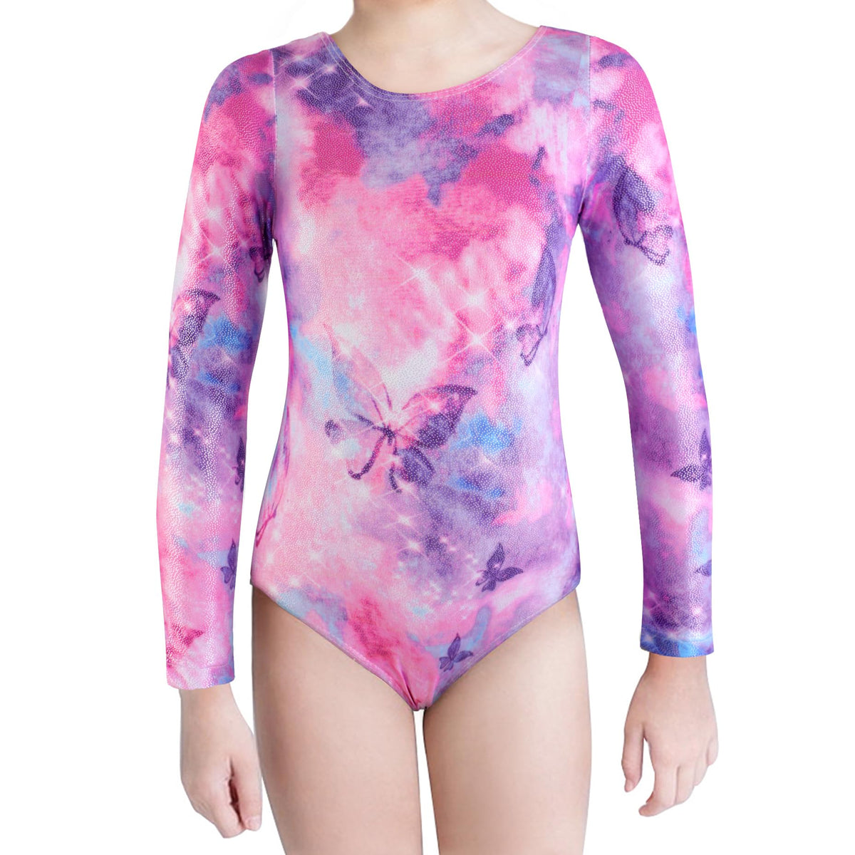 XiaoMoSha Gymnastics Leotards for Girls Long Sleeve/Sleeveless Dance Leotard Sparkle Ballet Dancewear for Kids (5-6 Years, Butterfly)