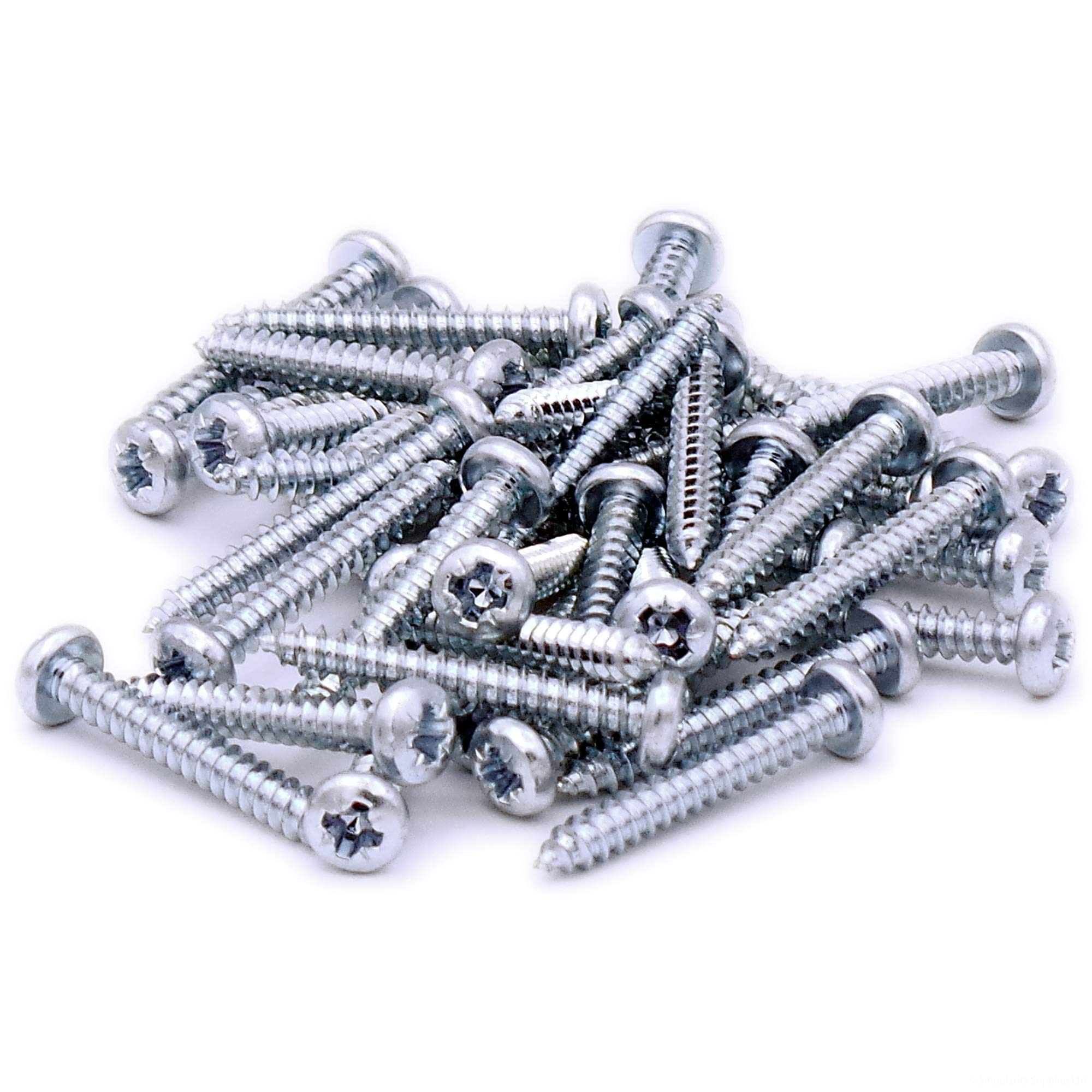 No.6 x 1 (3.5mm x 25mm) Pozi Pan Self-Tapping Screw - Steel (Pack of 40)