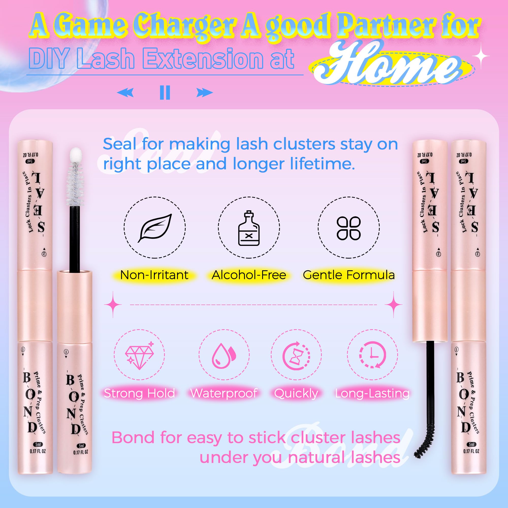 JIMIRE Cluster Lashes Kit 70Dand80Dand100D Fluffy Eyelash Extensions Kit with Bond and Seal Lash Glue and Lash Tweezers Volume 12-18MM Wispy DIY Lashes Extension Kit 240Pcs Individual Eyelashes Kit