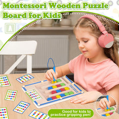 Toys for 4 5 6 Year Old Boy Girls: Kids Montessori Boys Toys Age 4-5-6 Wooden IQ Puzzle Game Birthday Gifts for 4-7 Year Old Boys Educational Learning Toys for 3and Year Olds Magnetic Maze with 20 Cards