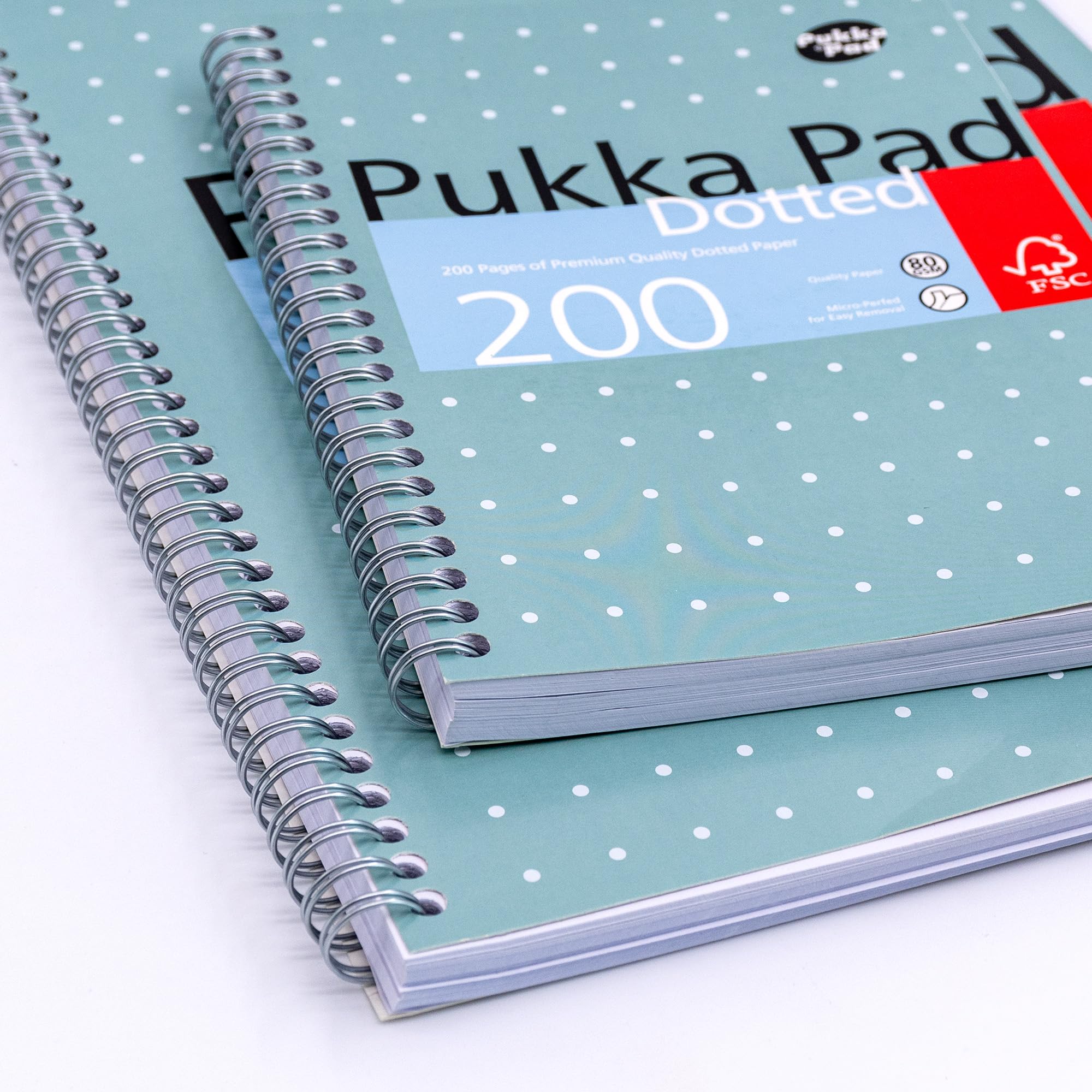 Pukka Pad, A4 Dotted Metallic Jotta Book for Graphing, Art, Bullet Journaling – 3 Pack – 29.7 x 23cm – Wirebound Notebook with 80GSM Paper, 4-Hole Margins and Perforation - 200 Pages, Grey