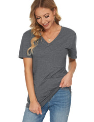 MOLERANI Womens V Neck Tshirts Short Sleeve Tunic Tops for Leggings Grey XXL