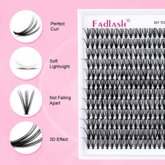 Eyelash Extension Kit Lash Bond and Seal Lash Clusters with Eyelash Tweezer Lash Glue for Individual Lashes Lash Applicator Tool for DIY Lash Extension Kit Makeup (Set 20D-0.07D, 15-20mm)