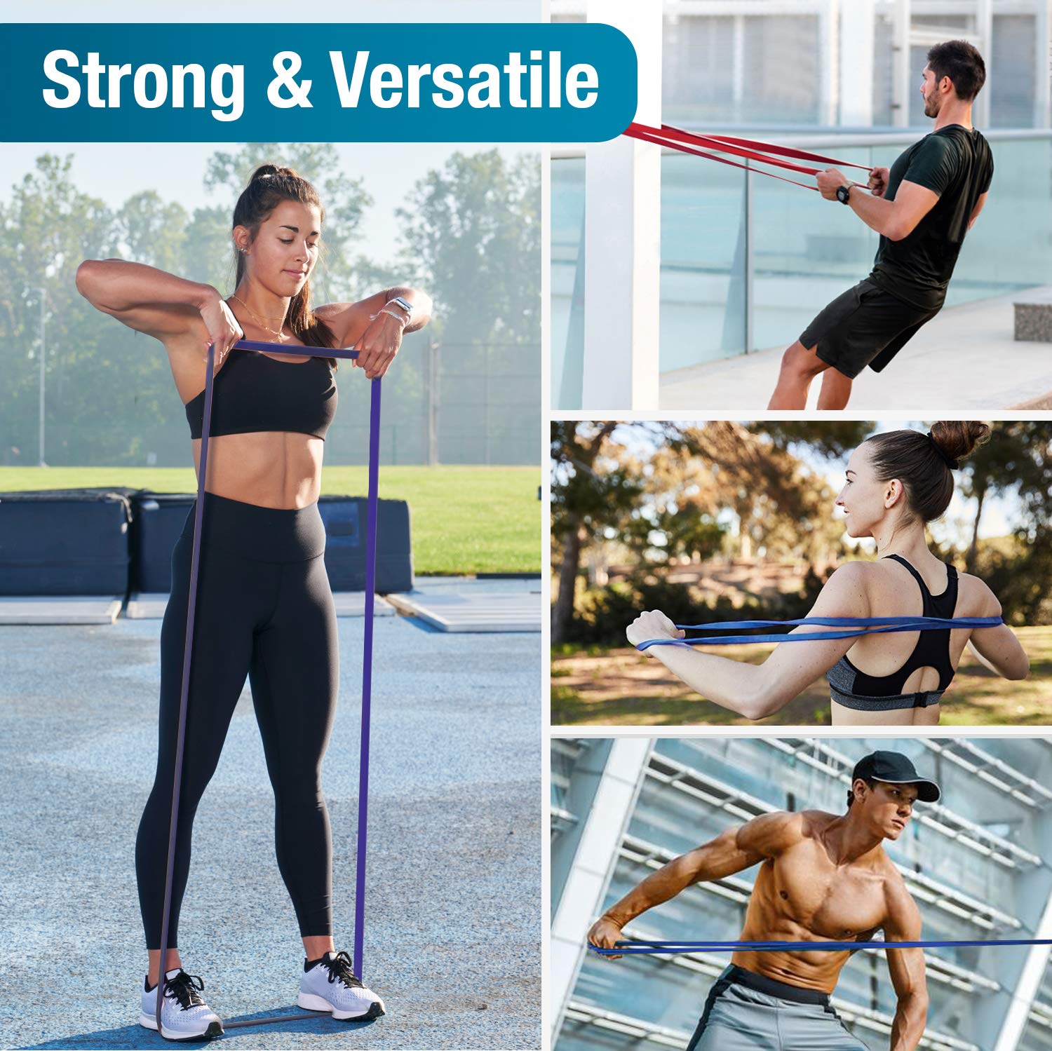 Beenax Resistance Bands Pull Up Assist Bands Set - Thick, Heavy Different Levels Workout Exercise Bands for CrossFit, Powerlifting, Muscle and Strength Training, Stretching, Mobility, Yoga - Men Women