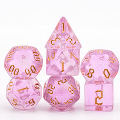 Cusdie 7Pcs/Set DND Dice Set D&D Polyhedral Dice for TTRPG Dungeons and Dragons Pathfinder Role Playing Dice Games RPGs (Pink with Sickle Font)