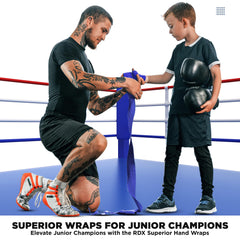 RDX Boxing Wraps Kids 2.5M Inner Gloves, Elasticated Thumb Loop Bandages, Junior Under Mitts Hand Fist