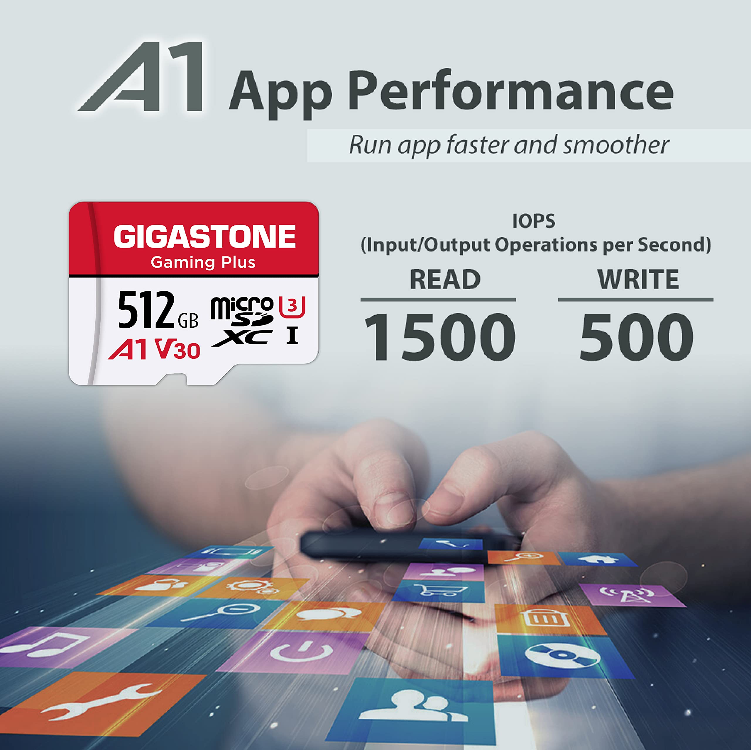 Gigastone 512GB Micro SD Card with SD Adapter and Mini-case, Gaming Plus, Nintendo-Switch Compatible, High Speed 100MB/s, 4K Video Recording, Micro SDXC UHS-I, A1 Run App, Class 10