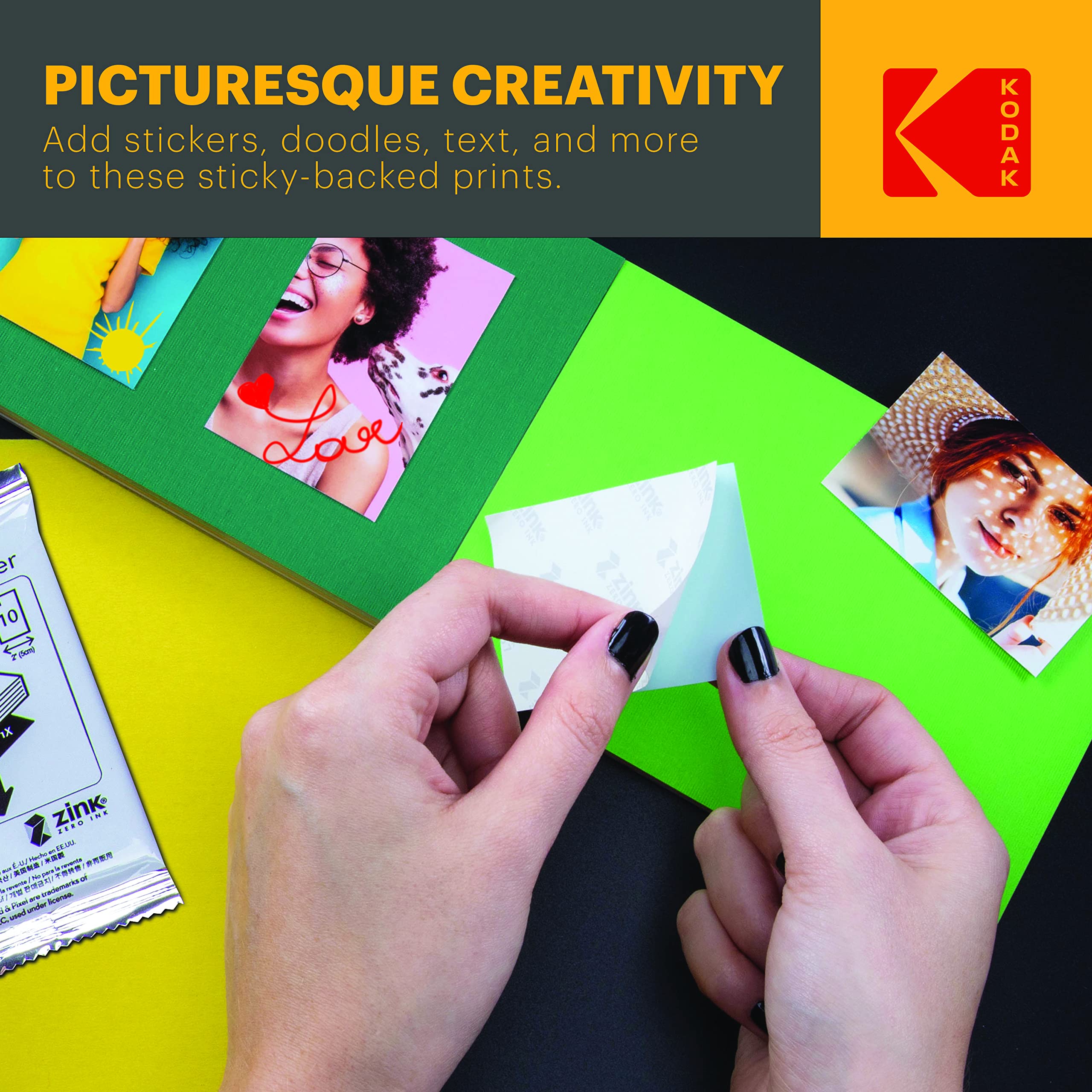 Kodak 2 inchesx3 inches Premium Zink Photo Paper (50 Sheets) Compatible with Kodak Smile, Kodak Step, PRINTOMATIC