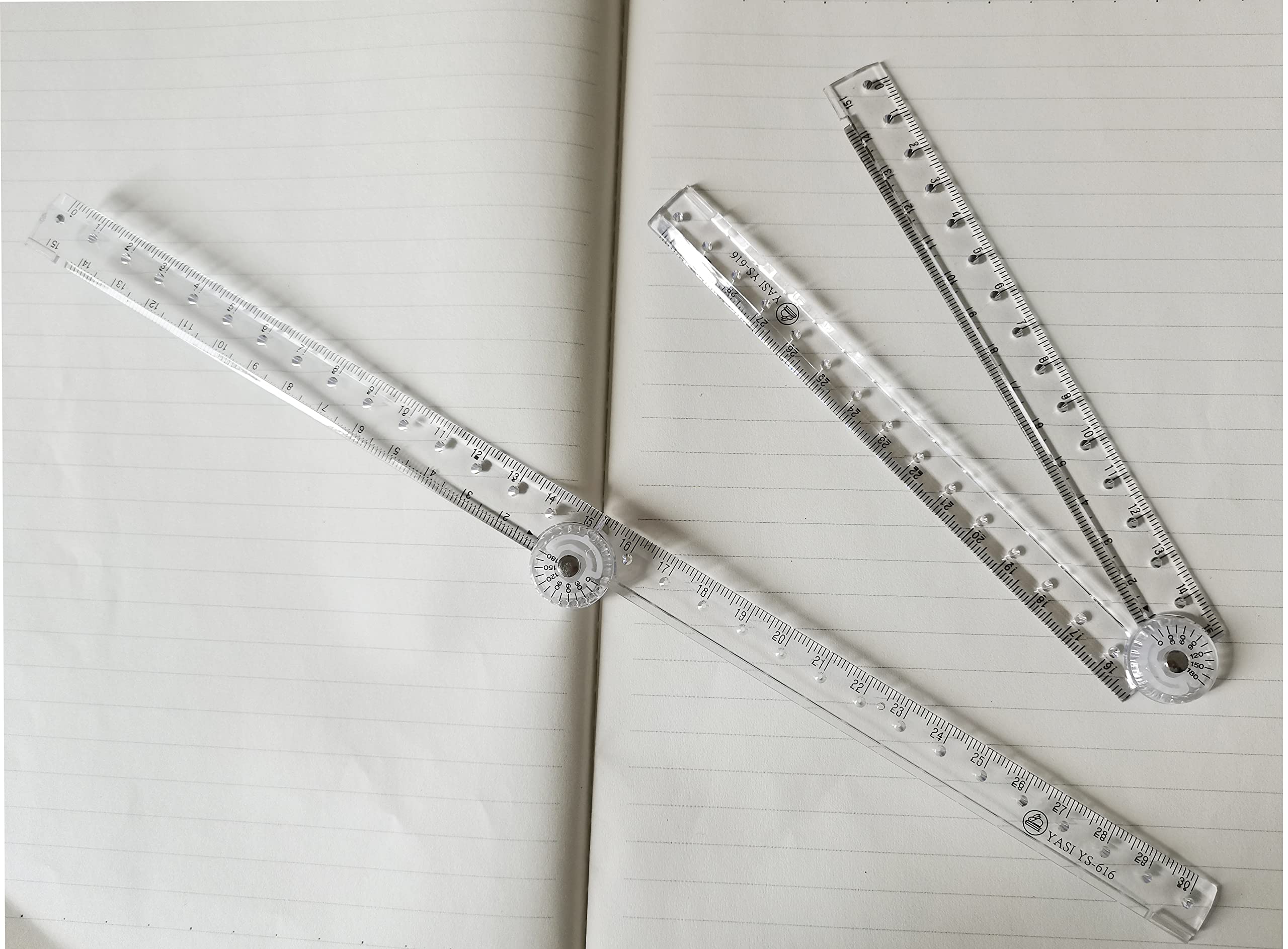 2Pack Folding Ruler Transparent 30cm 300mm Folding Ruler Clear