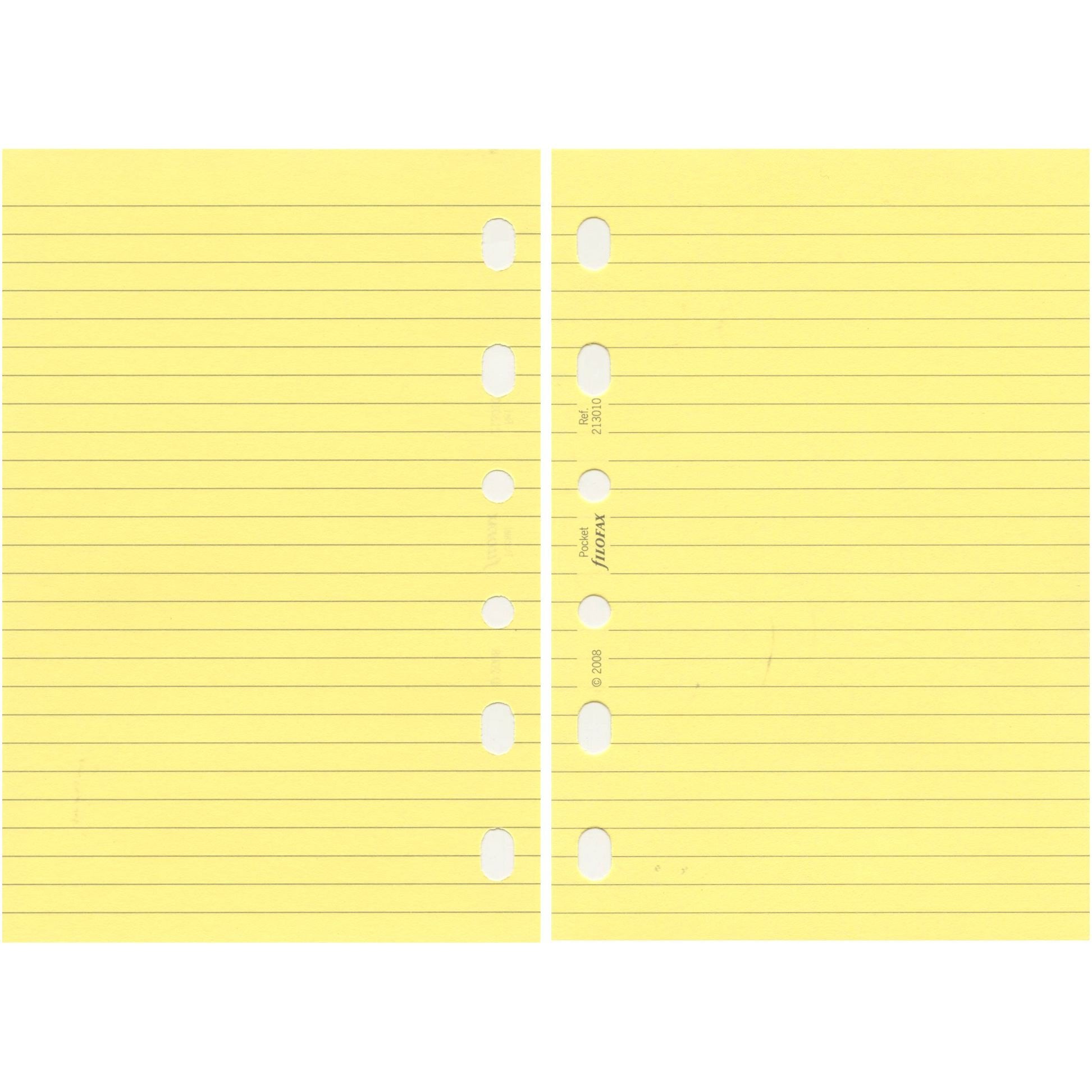 Filofax Pocket Ruled Notepaper - Yellow