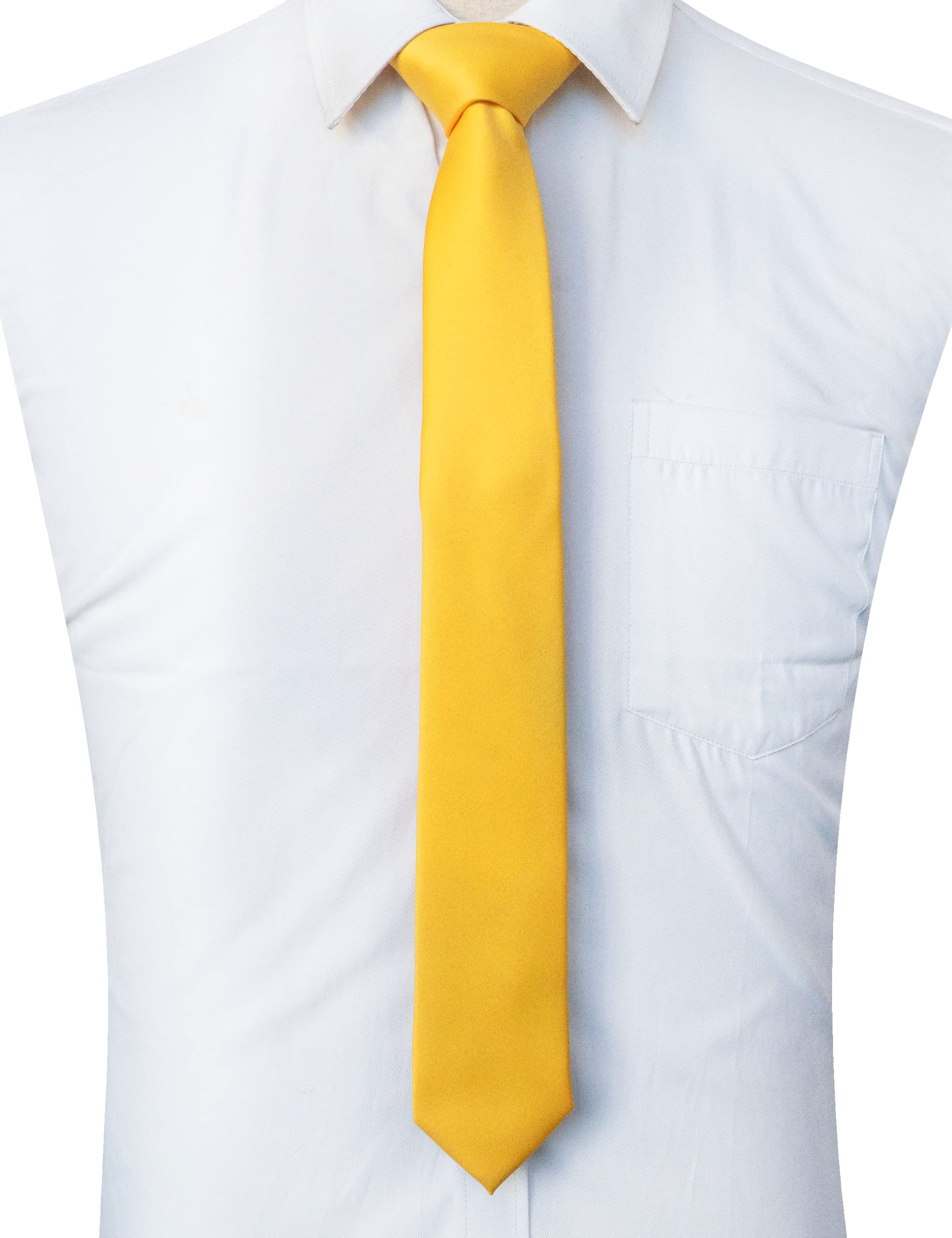 RBOCOTT 2.4“ Yellow Skinny Tie Business Wedding Slim Necktie for Men(6cm)