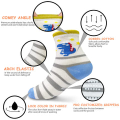 HYCLES Toddler Grip Socks - 12 Pairs Baby Boy Anti Slip Socks for Infant Kid Children Girls Non Skid Socks Tiger 3-5 Years