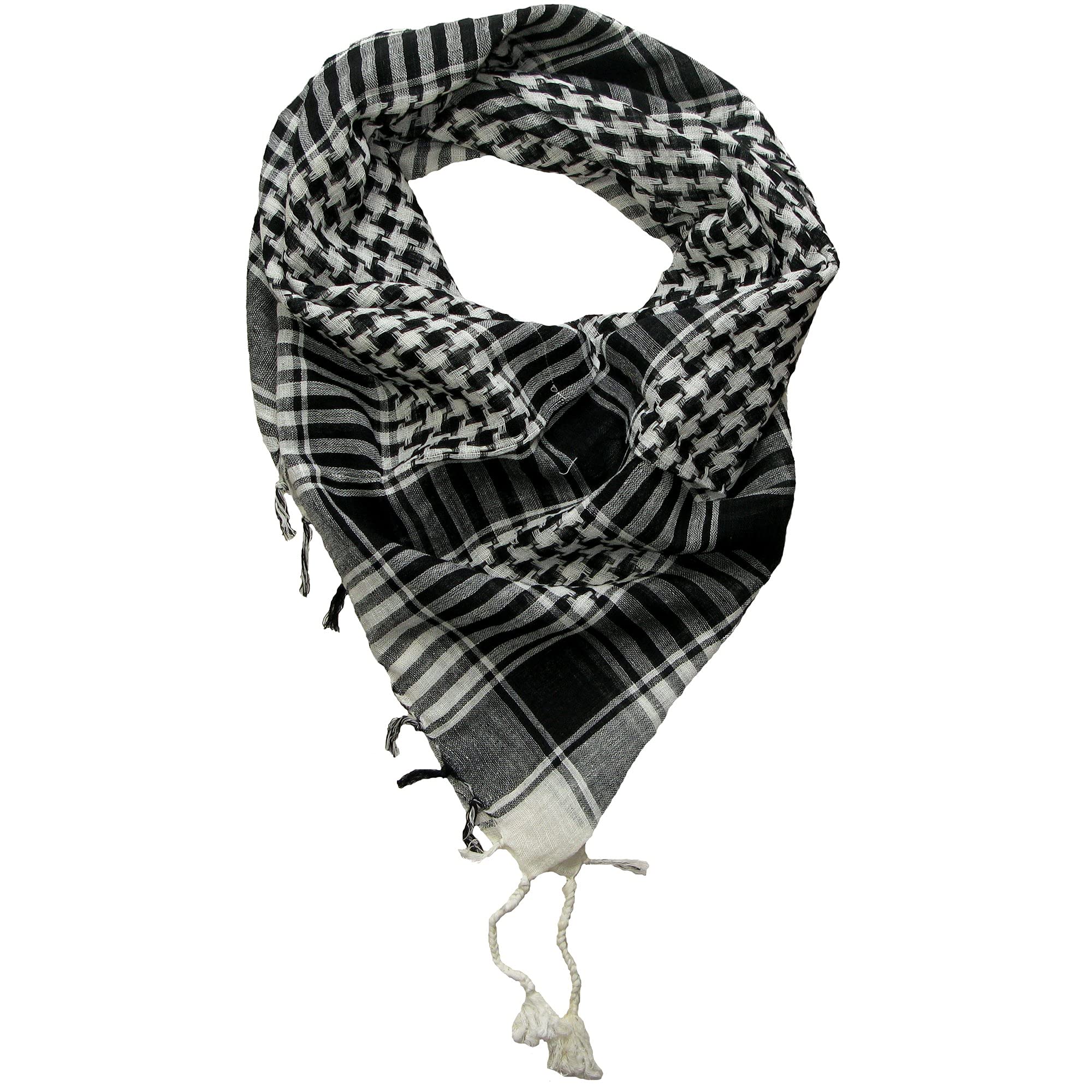 LOVARZI Shemagh Scarf for Men and Women - Black and White desert bandana arab head scarf men - Neck Scarfs Face Covering - Keffiyeh Palestine Scarves - Palestinian square cotton