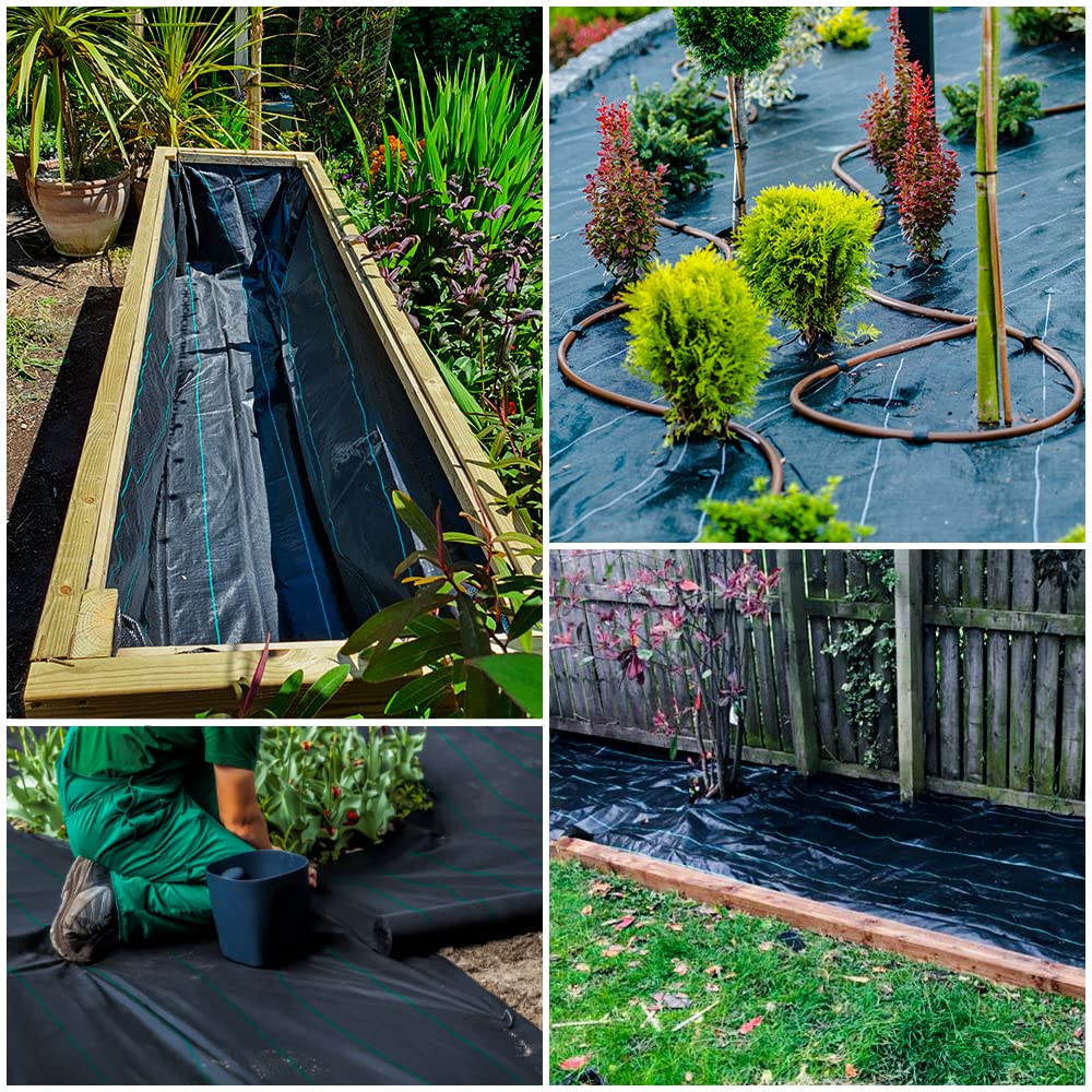 ANSIO Weed Control Membrane 2Mx5M Heavy Duty Weed Control Fabric,Ground cover Membrane, UV stabilised Weed Barrier Fabric. Ideal for use in Patios, Garden, Flower beds, Landscaping