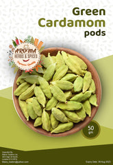 Green Cardamom pods  Elaichi pods   Green Elaichi   Natural   Bold   Premium Quality   All Natural   Vegan   Gluten Friendly   Non-GMO (50 Gram)