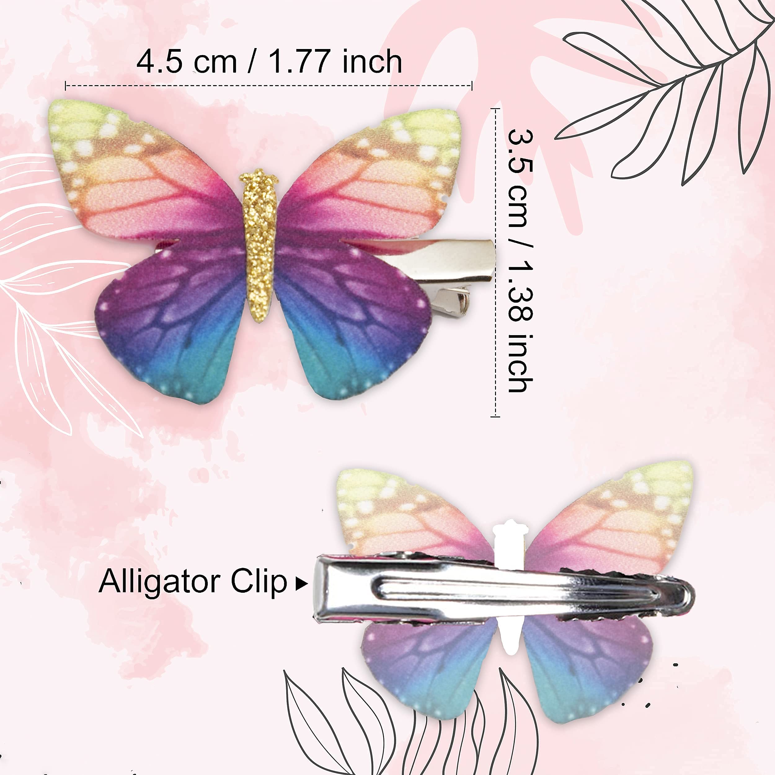 Mesmeriser Realistic Butterfly Clips Pack of 10 – 5 Assorted Matte Coloured Hair Clips for Girls – Cute Duckbill Slides in Box Packaging for Easy Storage