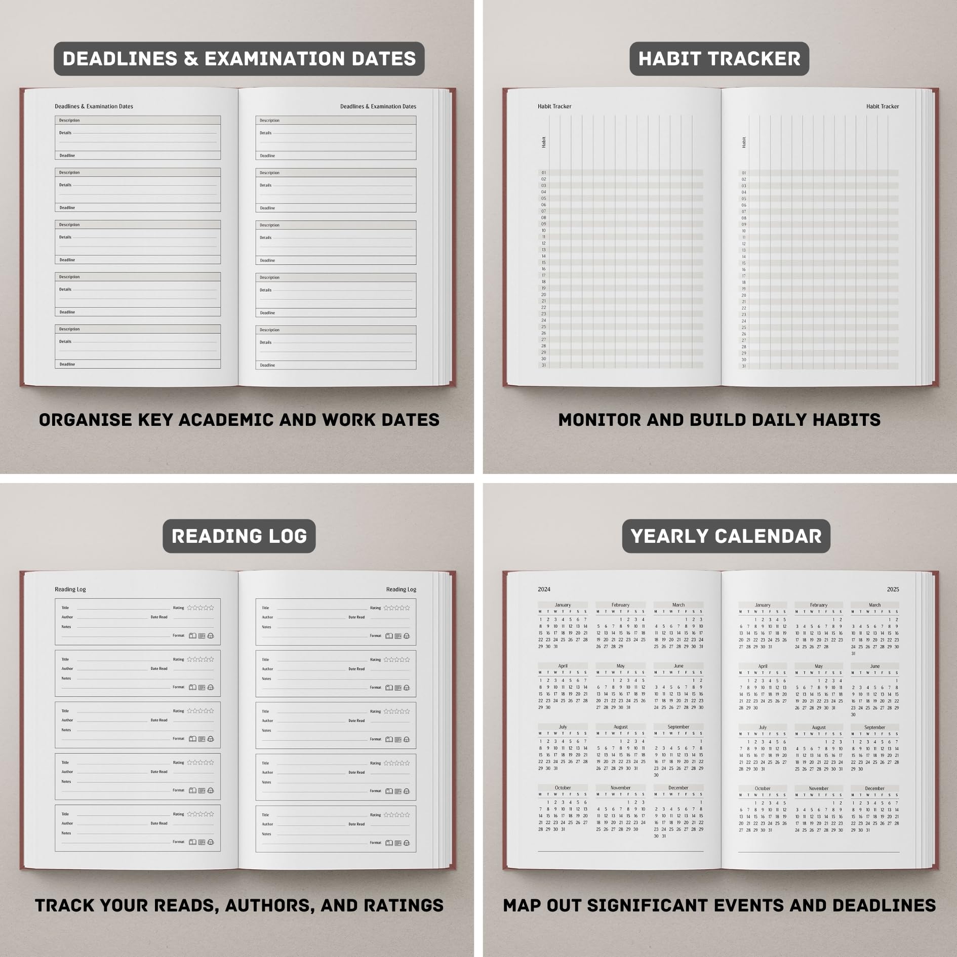 2024 Diary by Sorena - 2024 Diary A5 Week to View - Ideal Organiser and Weekly Diary for 2024 - To Do List, Journal or Planner - Student University Academic (Weekly, Brown)