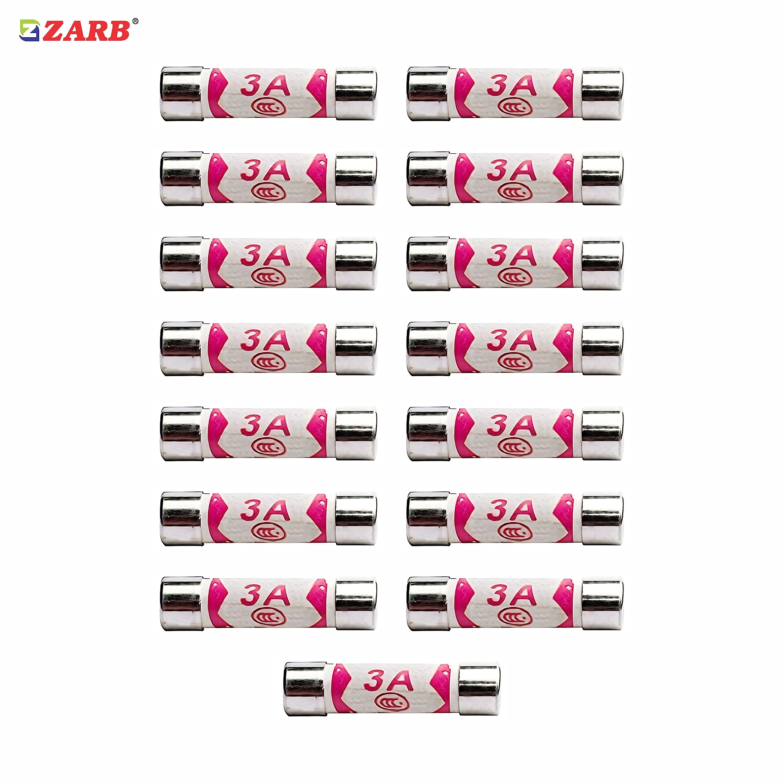 15 x Fuses 3A, 3 Amp Fuses UK 240V/250V pack of 15 of 3A Fuses BS1362 Fuses by ZARB