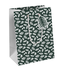 Clairefontaine X-30927-3C - An Excellia Gift Bag - Medium Size - 21.5x10.2x25.3cm - 210g - Pattern: White Leaves On A Green Background - Gift packaging, Ideal for: Books, Games, Small gifts
