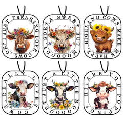 Air Freshener Car Air Freshener Hanging Highland Cow Merch Gifts 6 Packs, Highland Cow Car Fragrance Air Fresheners for Car Home 6 Scents Car Accessories