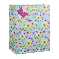 Spring Flowers Mothers Day Easter Summer Bees Birthday Occasions Gift Bag with Gift Tag (Large)
