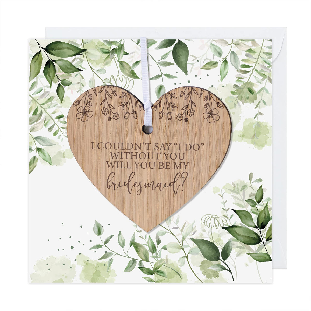 Will You Be My Bridesmaid/Maid of Honour/Flower Girl Card with Wooden Heart Plaque Decoration Keepsake - Bridesmaid Proposal Gift (Green, Bridesmaid)