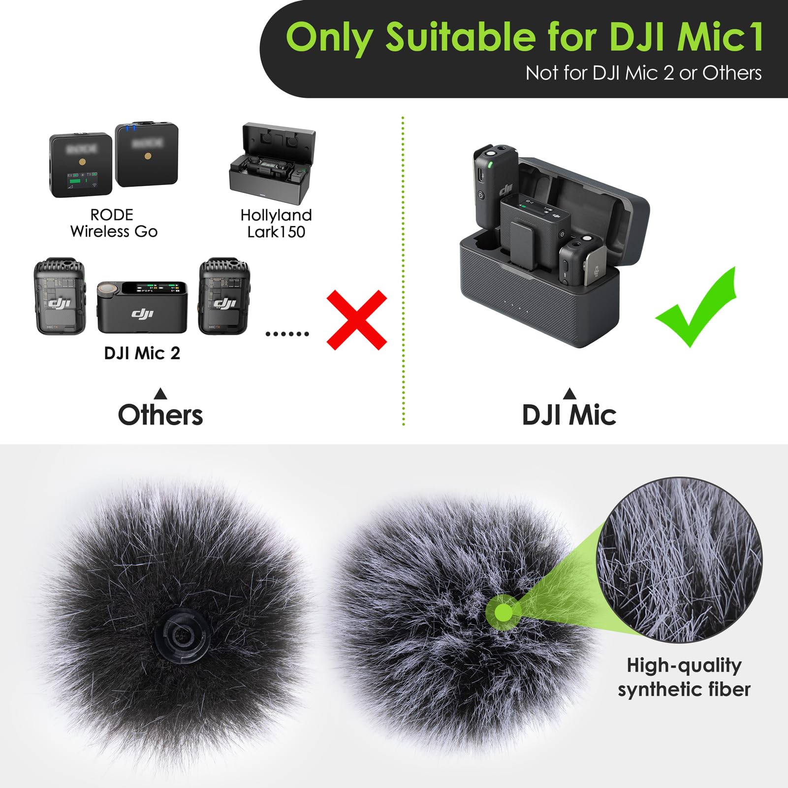 YOUSHARES Mic Wind Muff for DJI Mic - 4 Packs DJI Mic Windscreen, Mic Windshield Furry Cover Compatible with DJI Wireless Lavalier Microphone for Record Interview