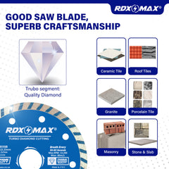 RDXMAX ® 115mm Diamond Cutting Discs for Angle Grinder-Super Thin Fast,Clean Cut on Porcelain,Granite,Marble,Concrete,Tiles,Stones,Bricks & Ceramics-4.5 inches Wheel -Size 115 x2.2 x22.23mm- (2 Pack)