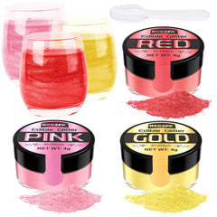 Edible Glitter - 3 Colours 100% Edible Glitter for Cakes, Gold, Pink, Red, Edible Glitter for Drinks, Cake Decorations, Chocolates, Muffins, Cocktail, Cream, etc (4g Each)